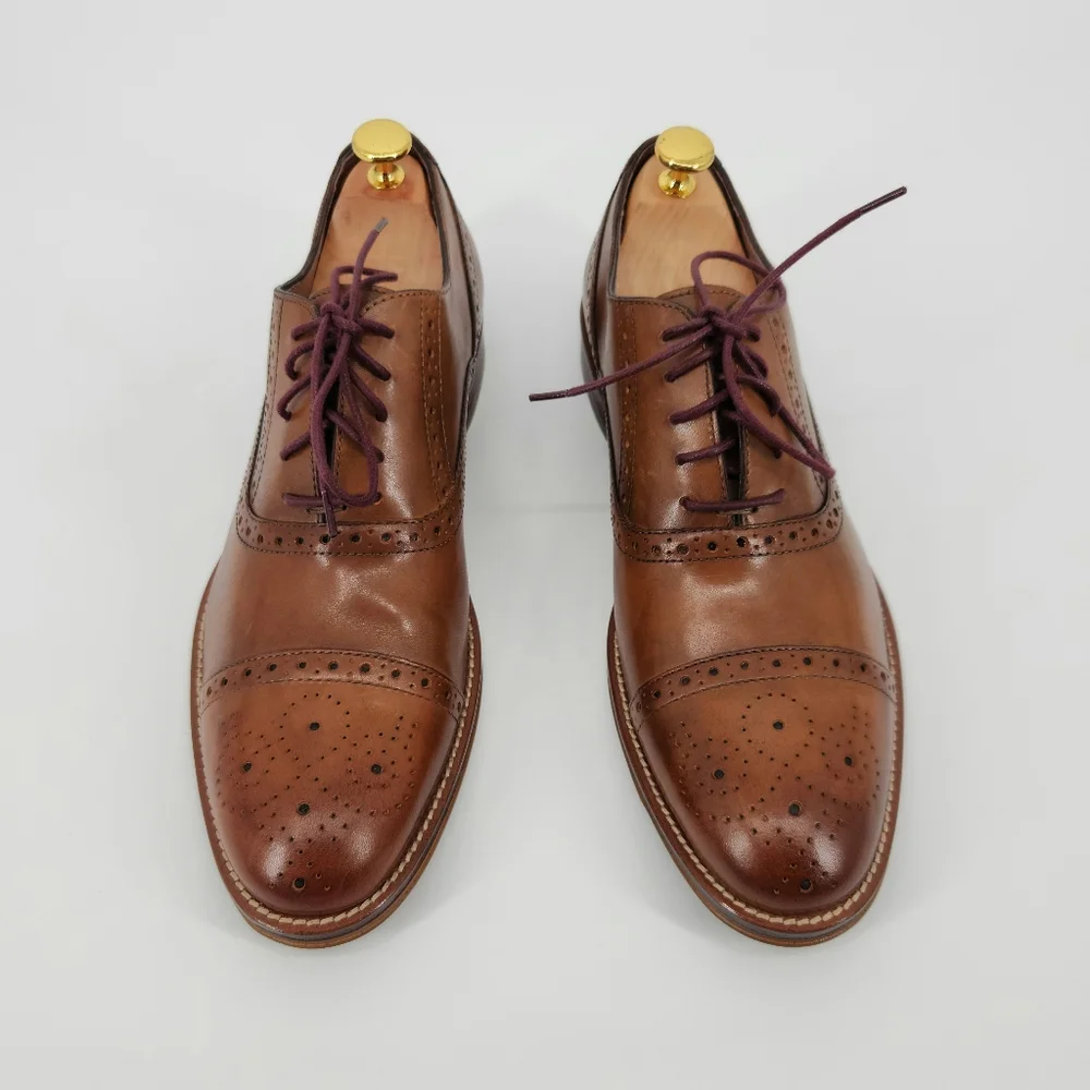 Johnston & Murphy Conard Cap Toe Men's Brown Leather Dress Shoes Size 9.5 M - Picture 6 of 16